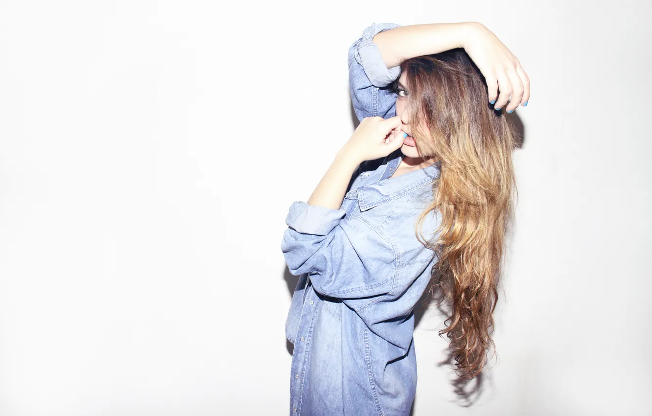 Photo wallpaper girl, hair, shirt