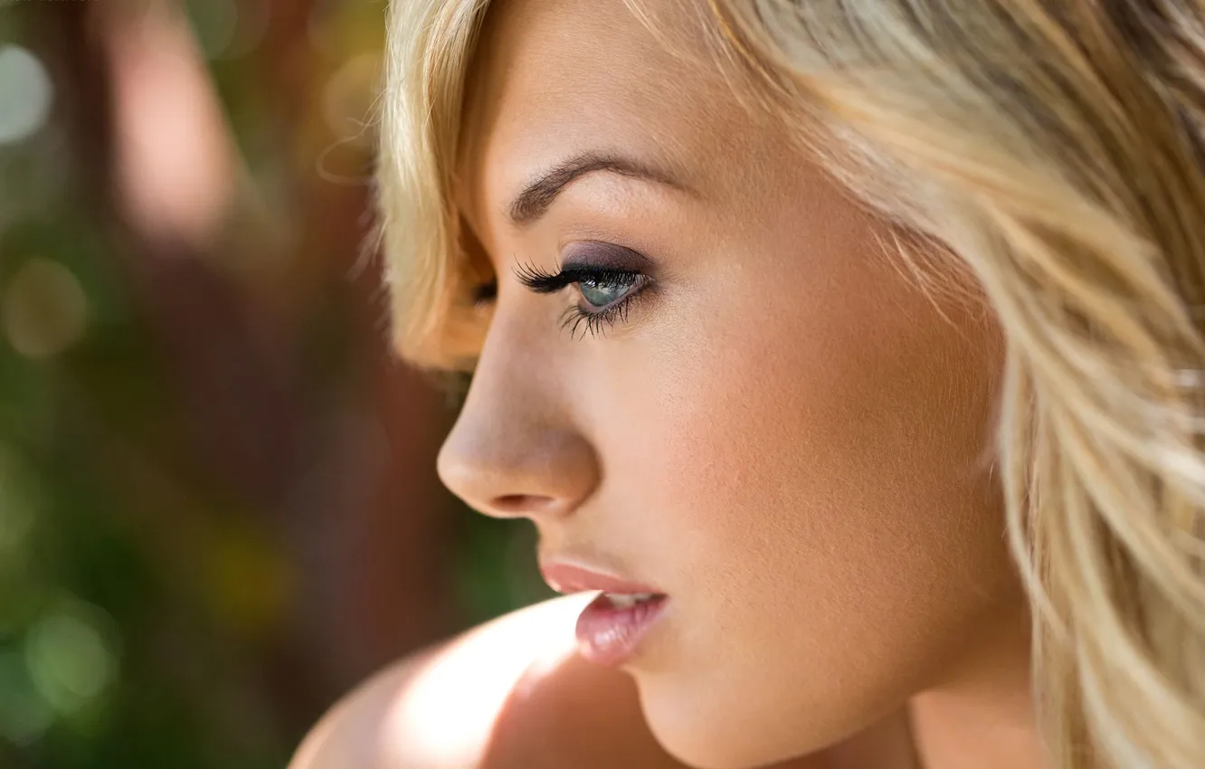 Photo wallpaper woman, eyes, blue eyes, beautiful, lips, face, Emma Mae, blonde