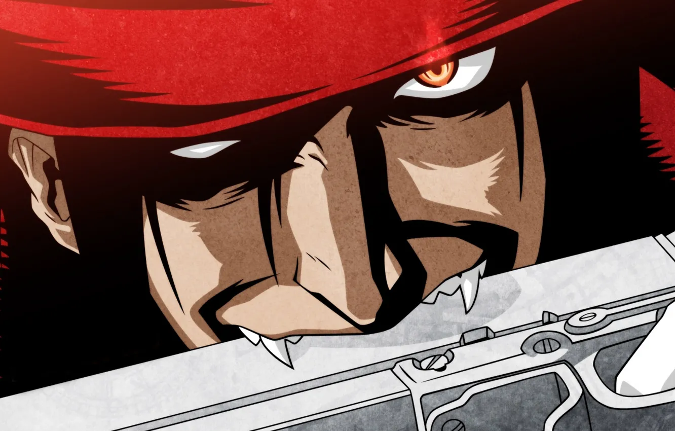 Photo wallpaper look, gun, fangs, vampire, Hellsing, alucard, vampire, Alucard