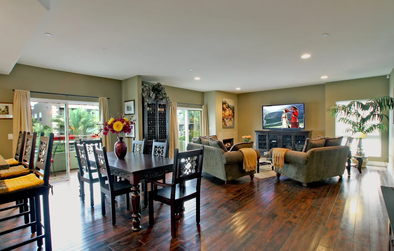 Photo wallpaper interior, villa, dining room, small living room