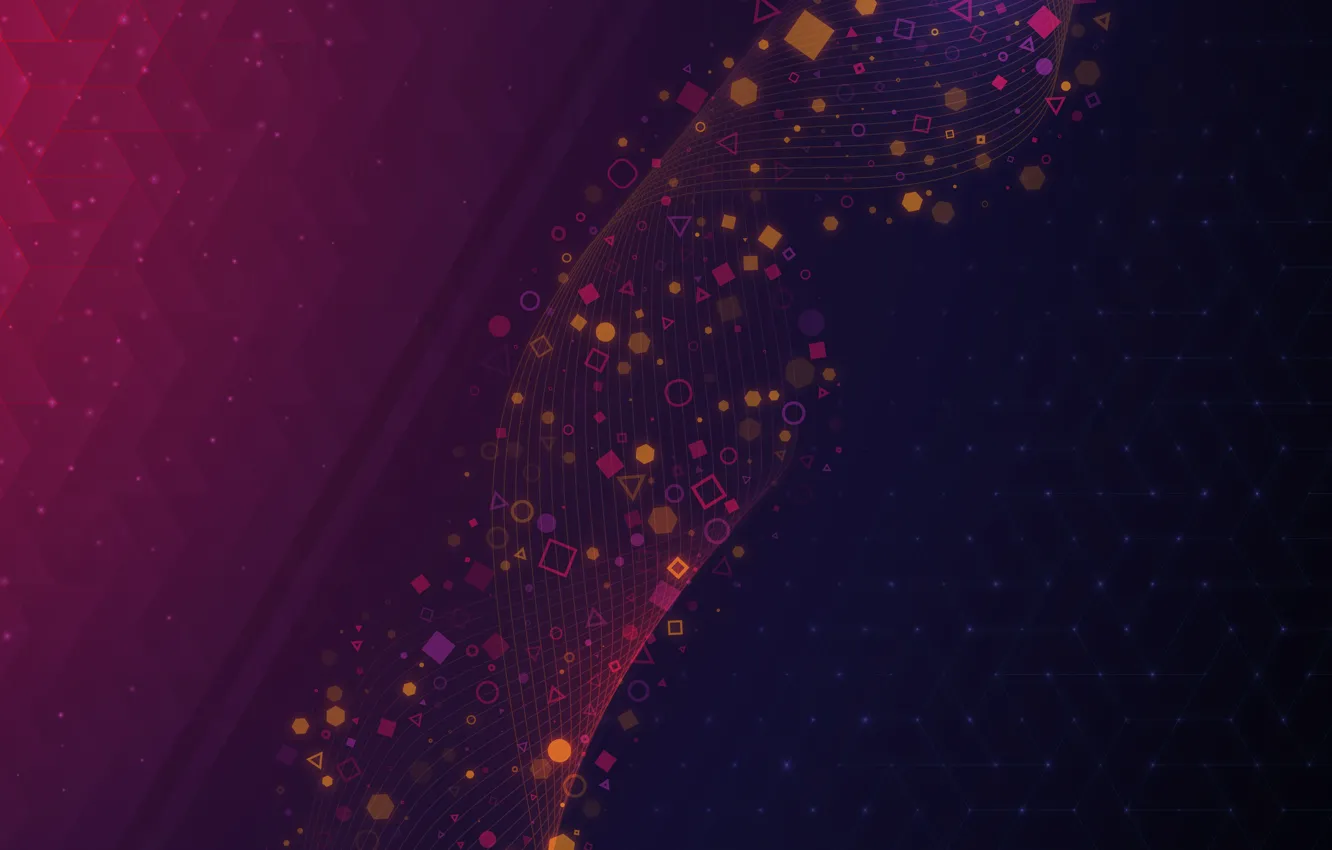 Photo wallpaper purple, circles, triangles, squares, Linux, KDE, two-tone, Plasma