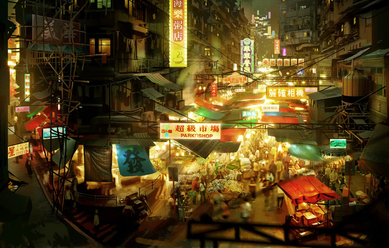 Photo wallpaper Hong Kong, video game, Sleeping Dogs