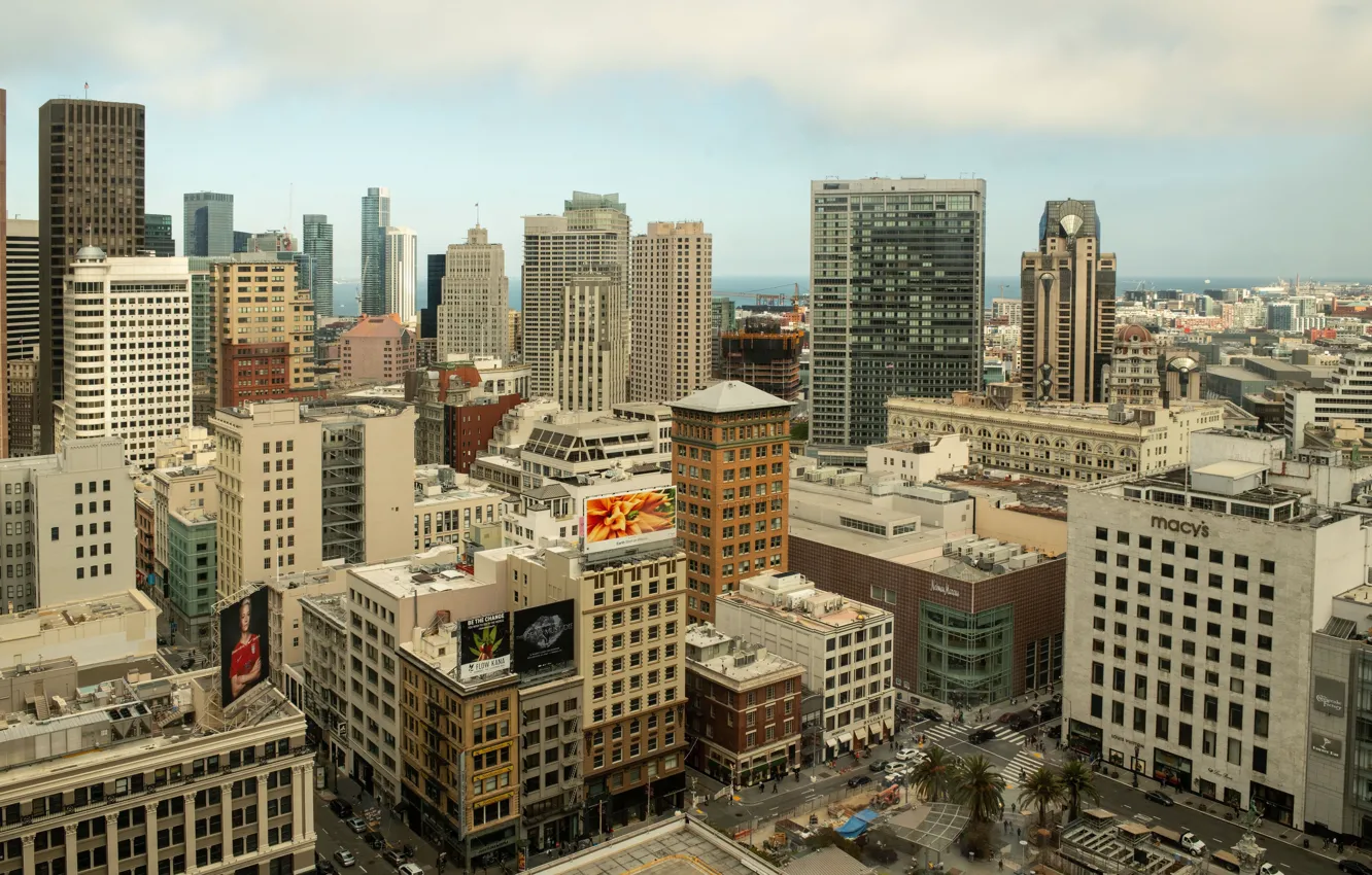 Америка фото города Wallpaper clouds, building, home, skyscrapers, San Francisco, USA, the view from