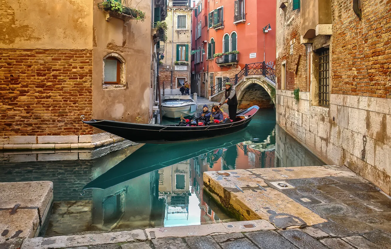 Photo wallpaper boat, home, Italy, Venice, channel, gondola
