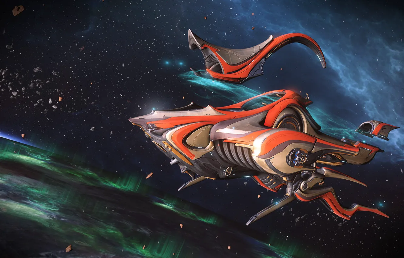 Photo wallpaper space, spaceship, Warframe, spaceship