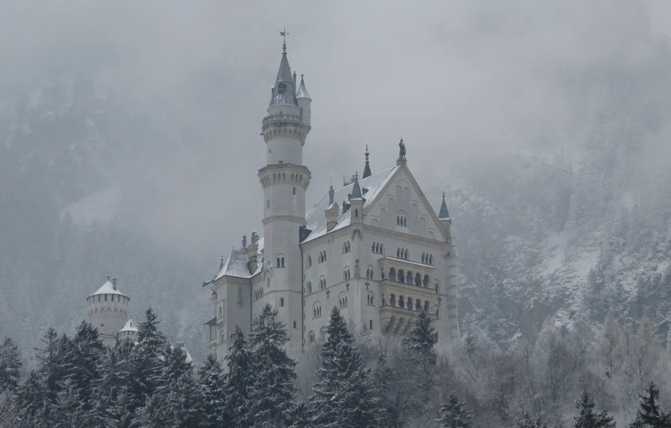 Photo wallpaper mountains, castle, Castle Neuschwanstein