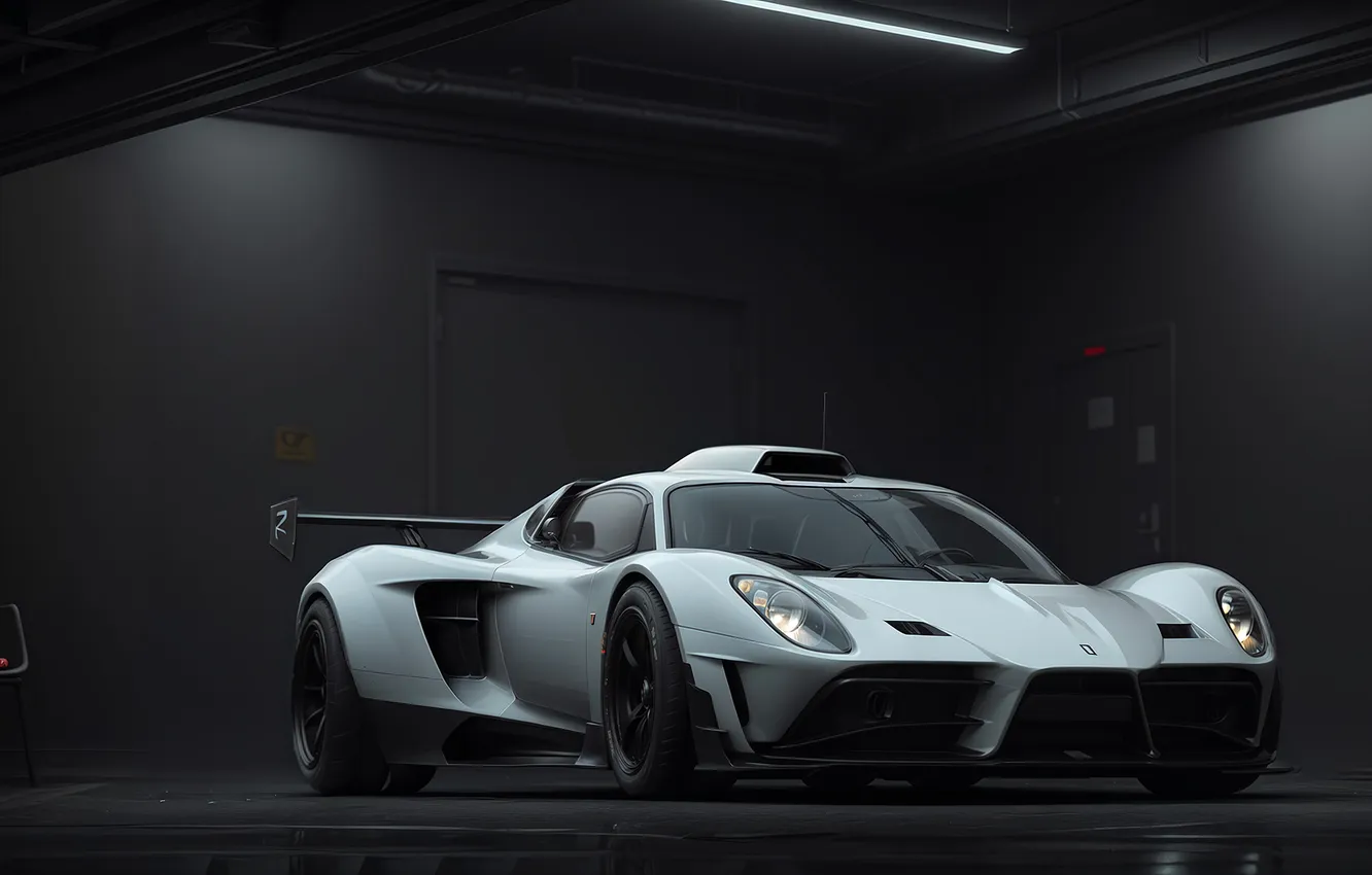 Photo wallpaper auto, light, wall, garage, car