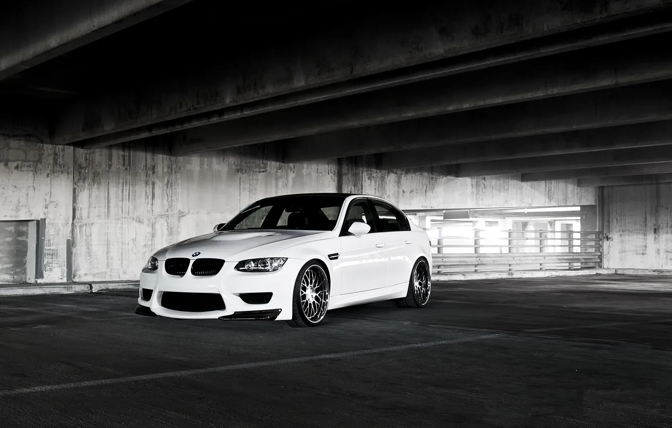 Photo wallpaper white, BMW, BMW, Parking, white, E90