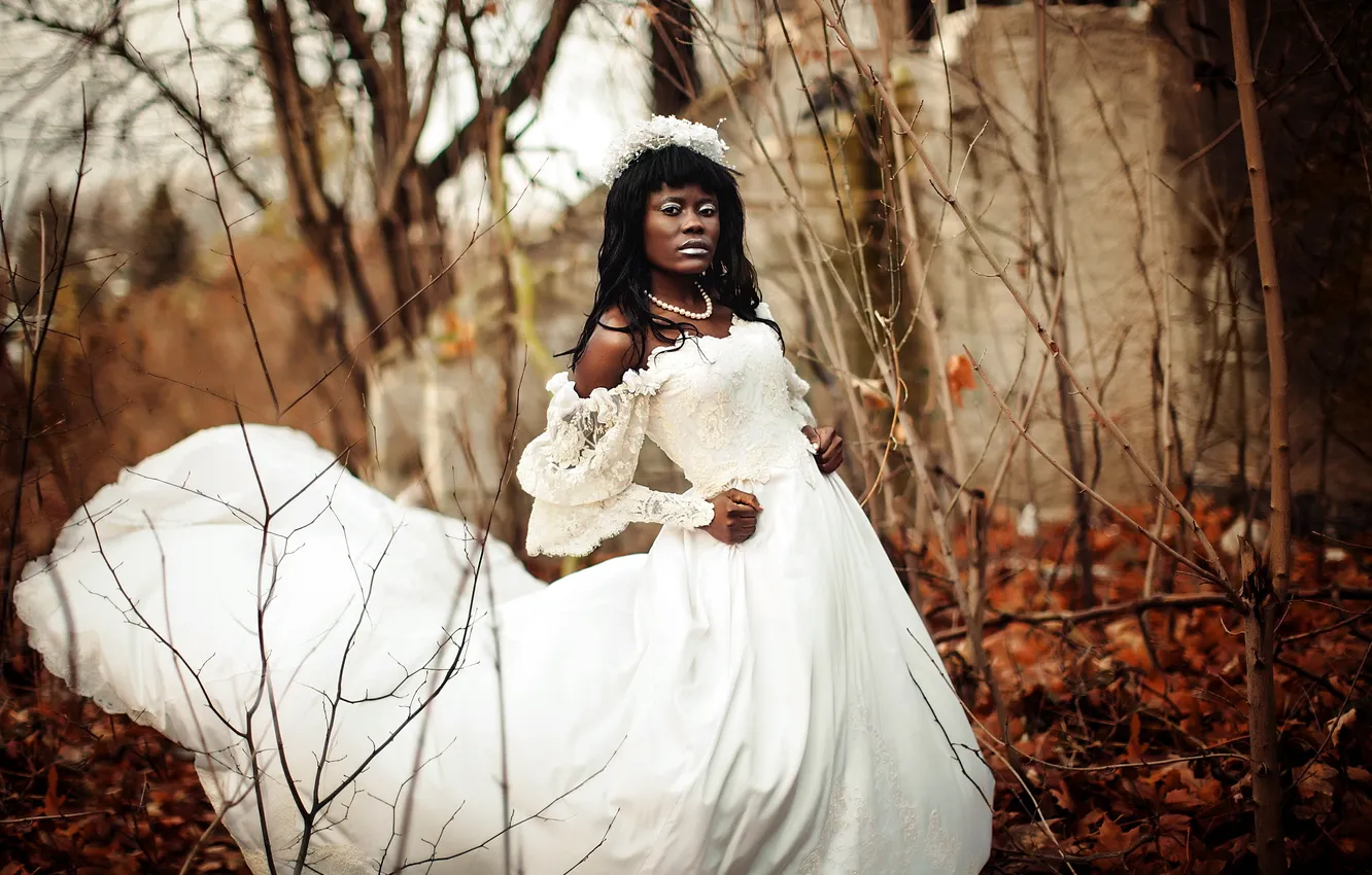 Photo wallpaper girl, nature, the bride