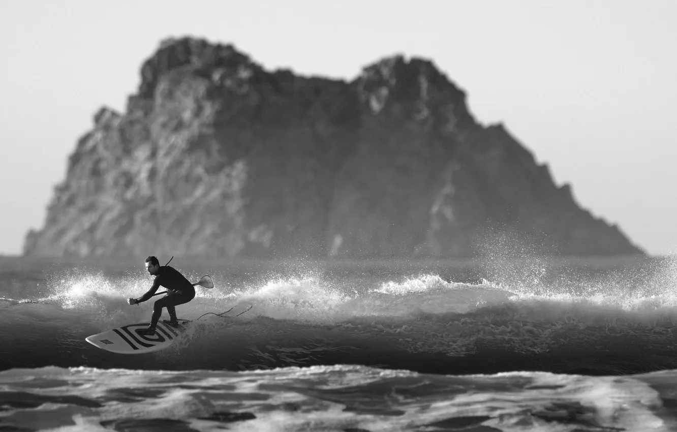 Photo wallpaper sea, wave, beach, squirt, surfer, surfing, island, paddles