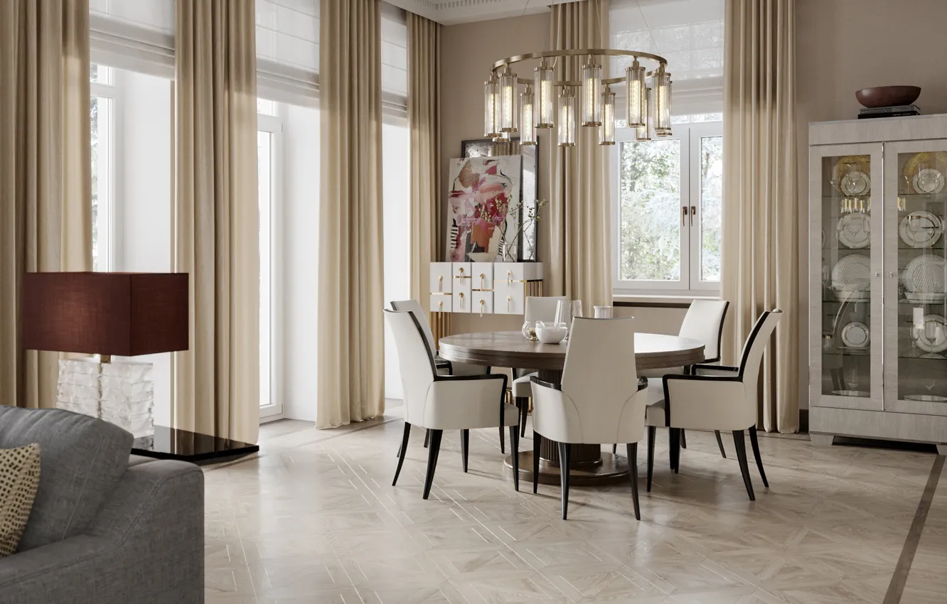 Photo wallpaper design, style, Villa, interior, dining room