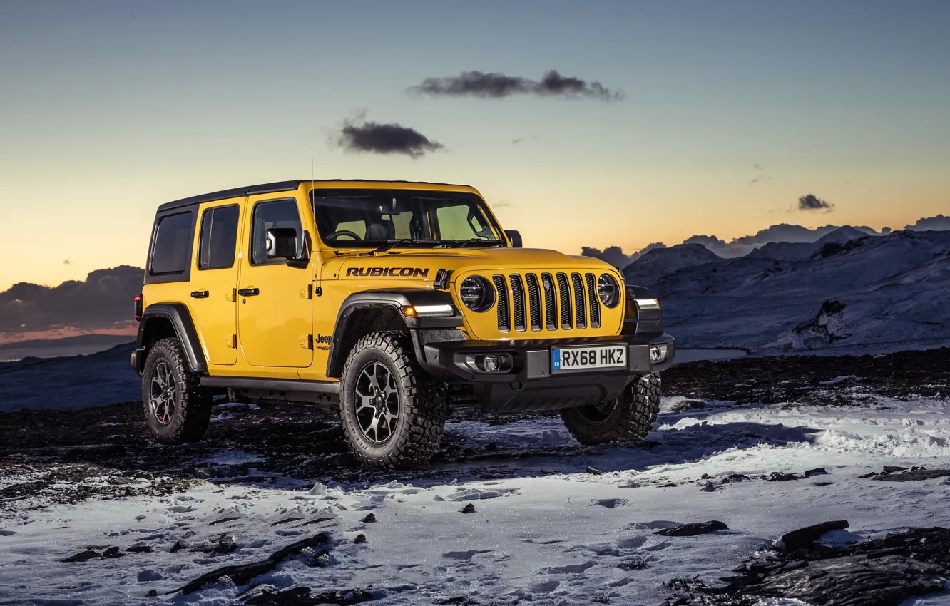 Photo wallpaper sunset, the evening, Wrangler, Jeep, Unlimited, Rubicon, 2019