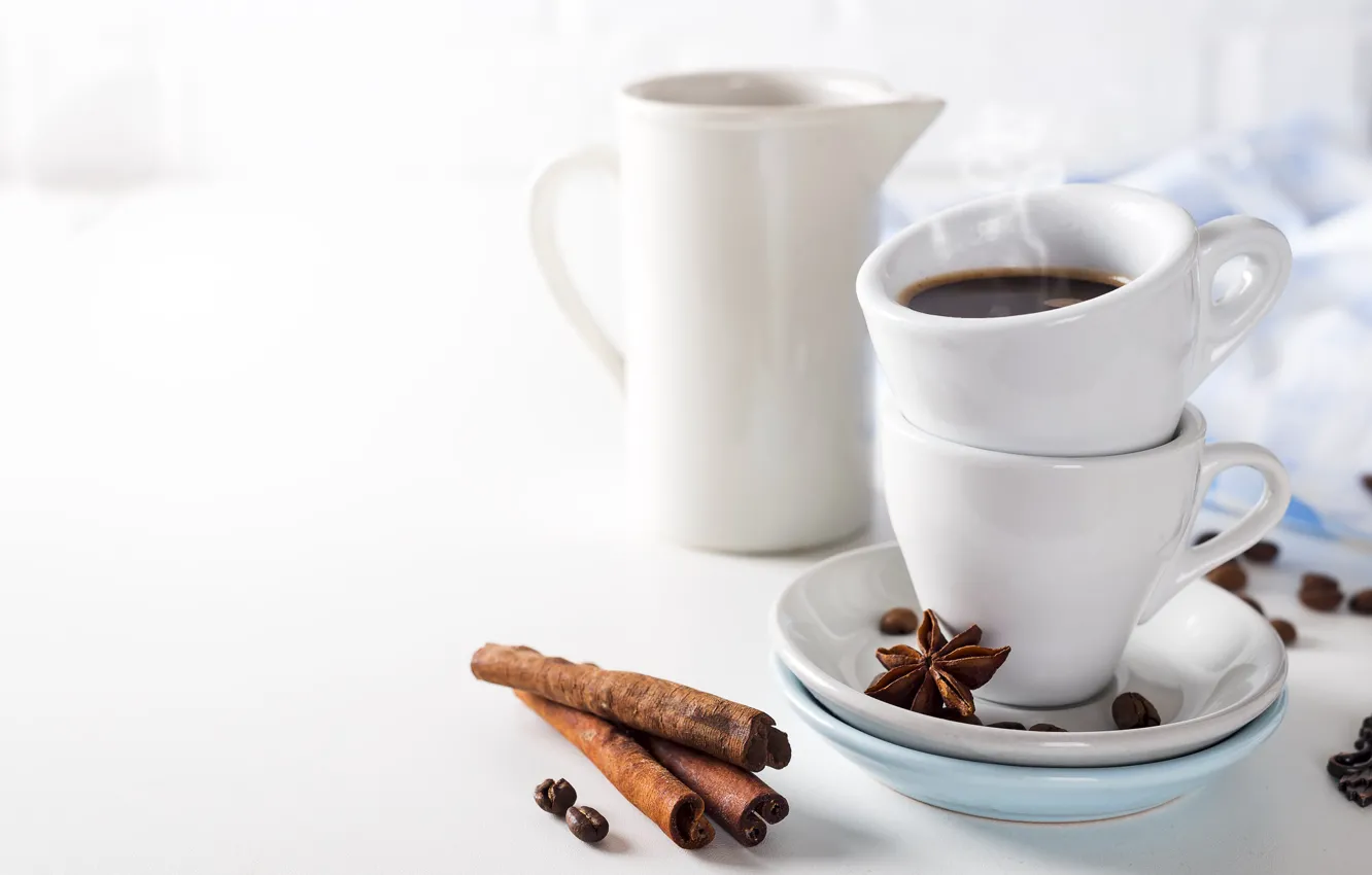 Photo wallpaper coffee, Cup, cinnamon, Anis