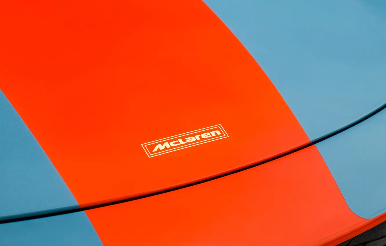 Photo wallpaper McLaren, emblem, 2018, MSO, 675LT, Gulf Racing