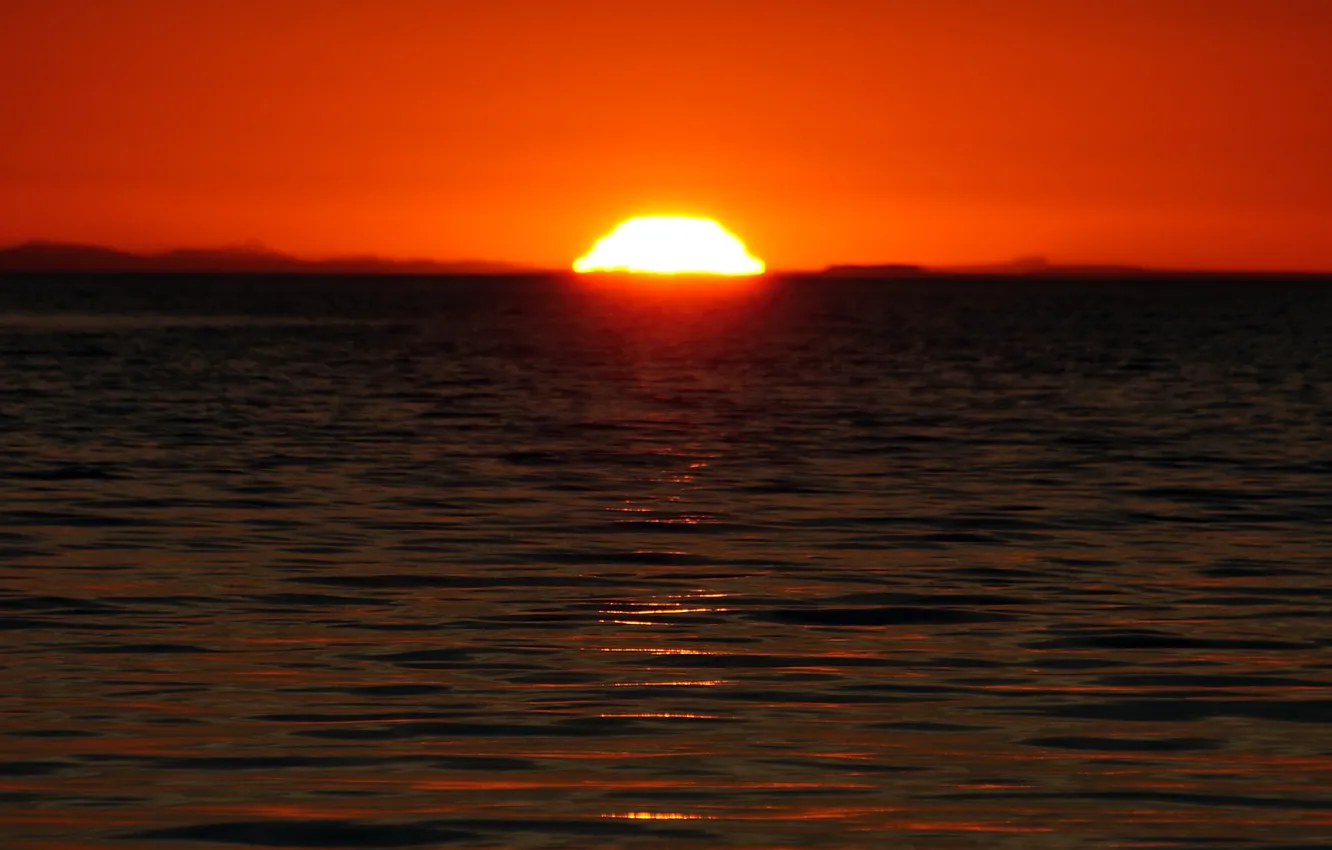 Photo wallpaper Sunset, The sun, Sea