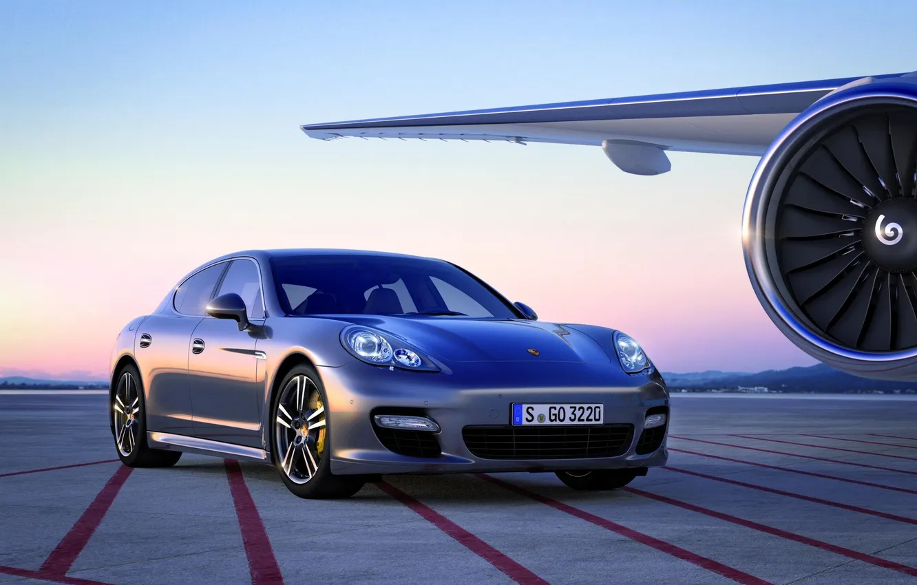 Photo wallpaper Porsche, turbine, Panamera, the plane, Porsche, Panamera, Turbo S
