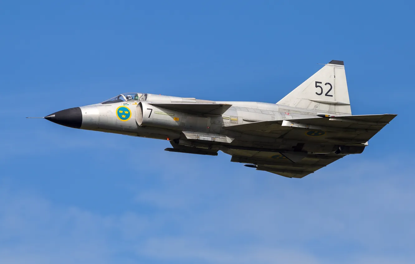 Photo wallpaper Fighter, You CAN, Swedish air force, Can 37 Viggen