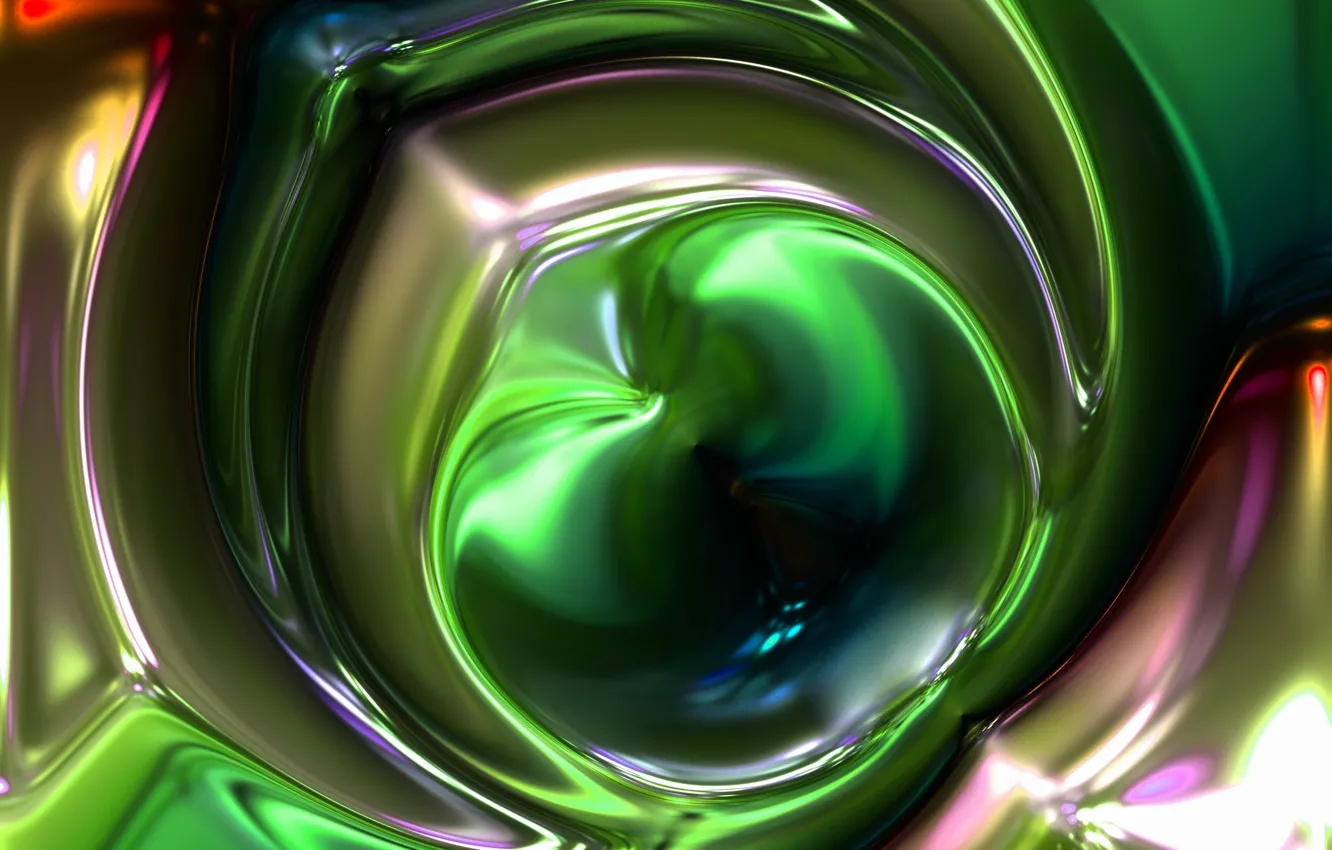 Photo wallpaper line, abstraction, green, bubbles, Shine, substance, plasma, melting