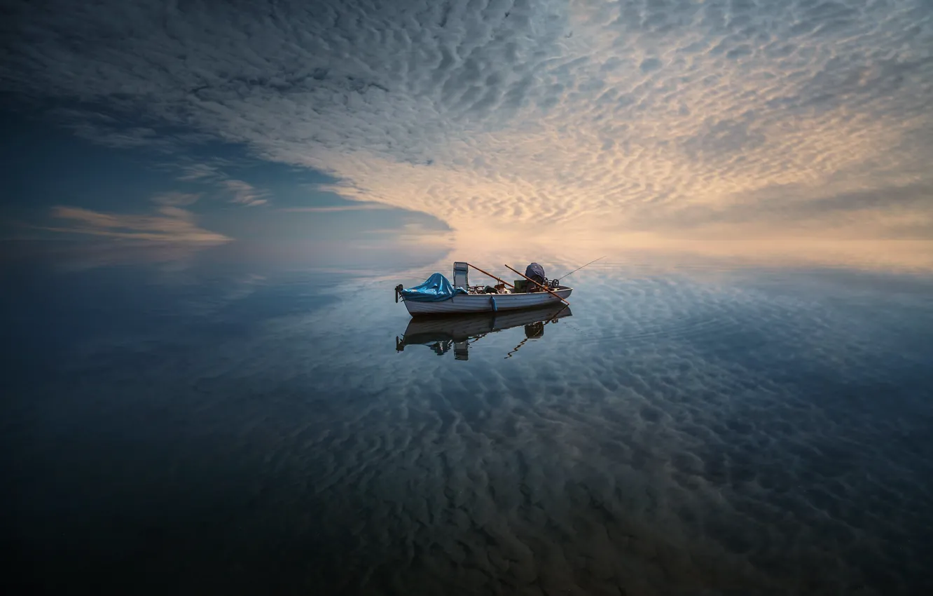 Photo wallpaper sea, the sky, boat