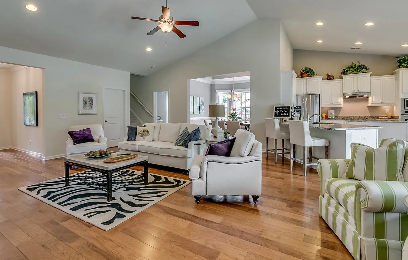 Photo wallpaper Palm Lakes Plantation, First Floor, interior, dining room, living room, kitchen
