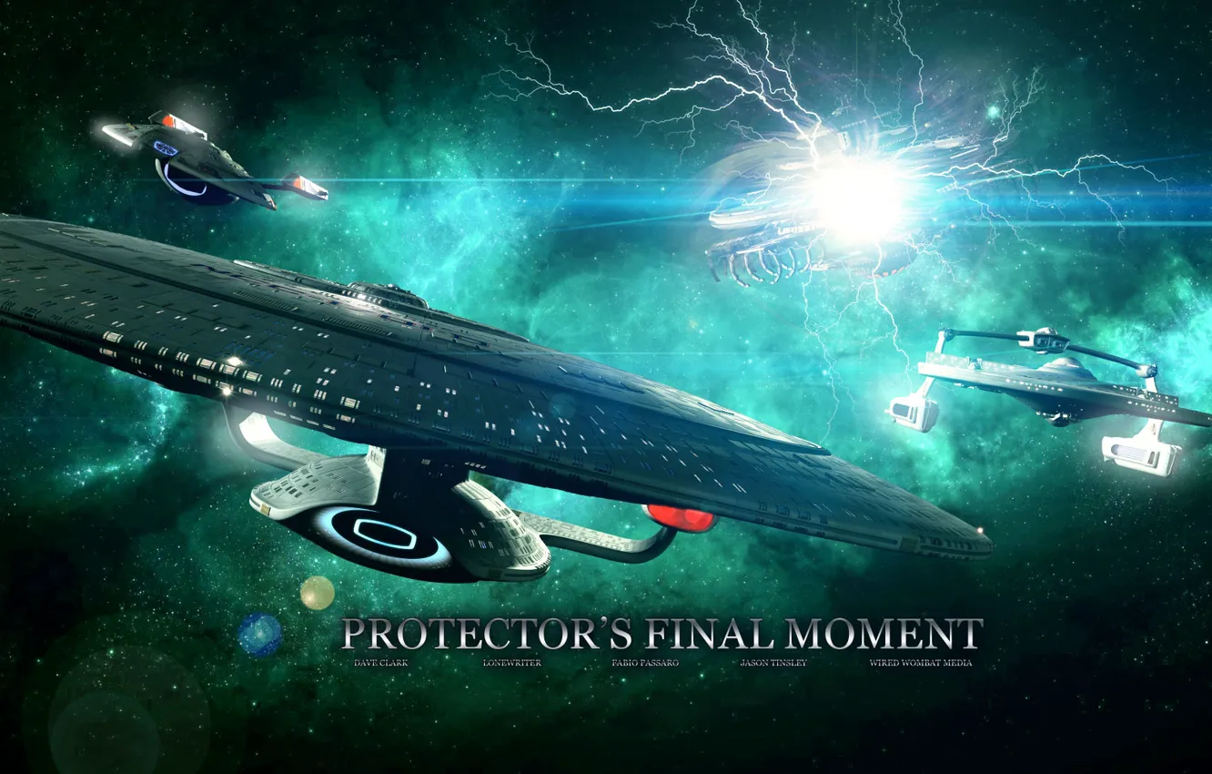 Photo wallpaper stars, planet, spaceships, protector's final moment