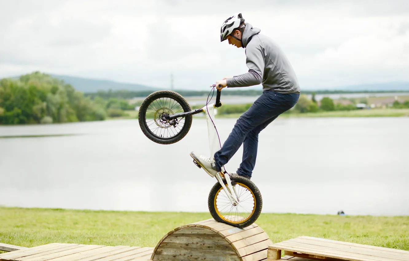 Photo wallpaper Sport, Jeans, Helmet, Bike