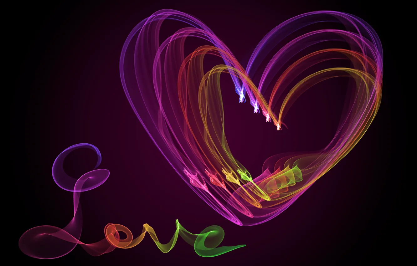 Photo wallpaper colors, abstract, love, heart, neon, fractal
