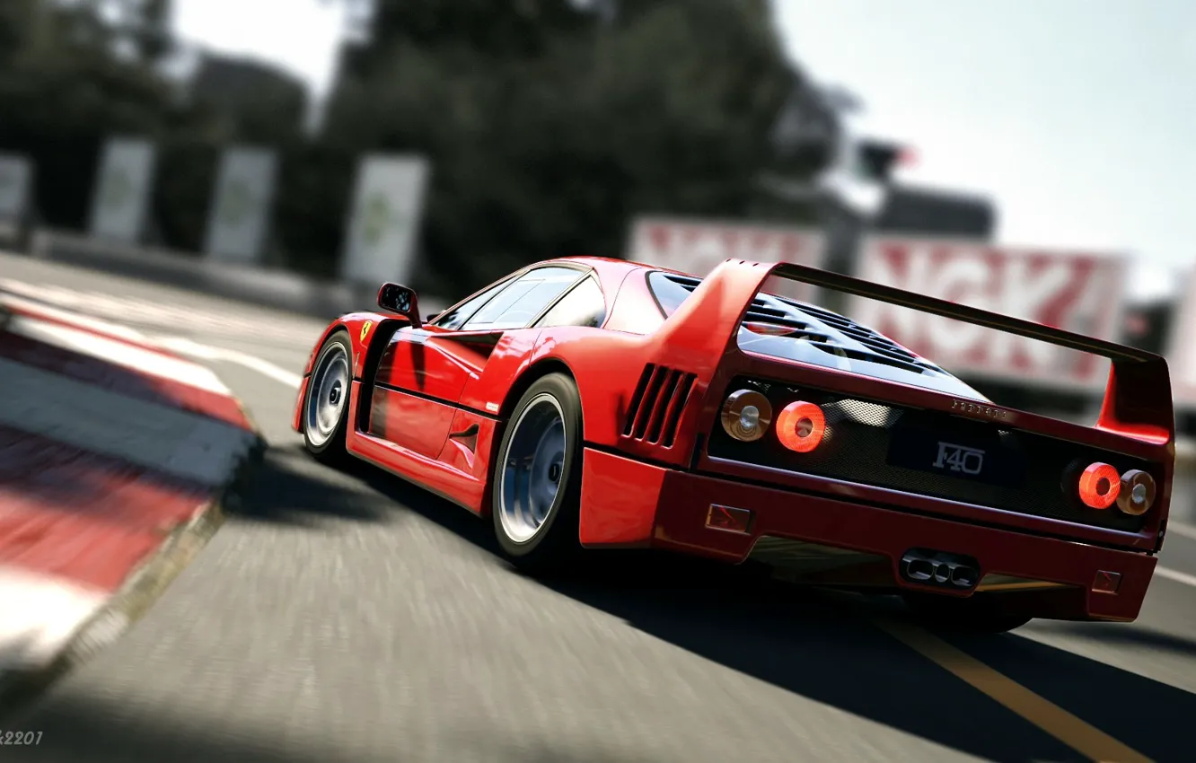 Photo wallpaper red, supercar, race, ferrari f40