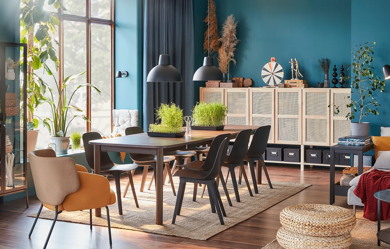 Photo wallpaper design, style, room, interior, dining room, IKEA, IKEA idea decor, IKEA Decor