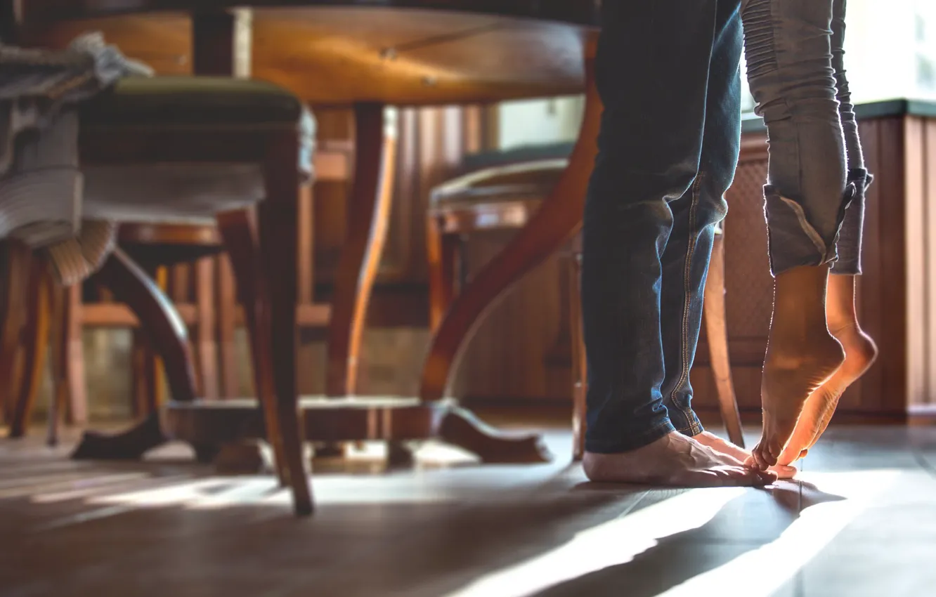 Photo wallpaper love, woman, man, couple, fingers, feet