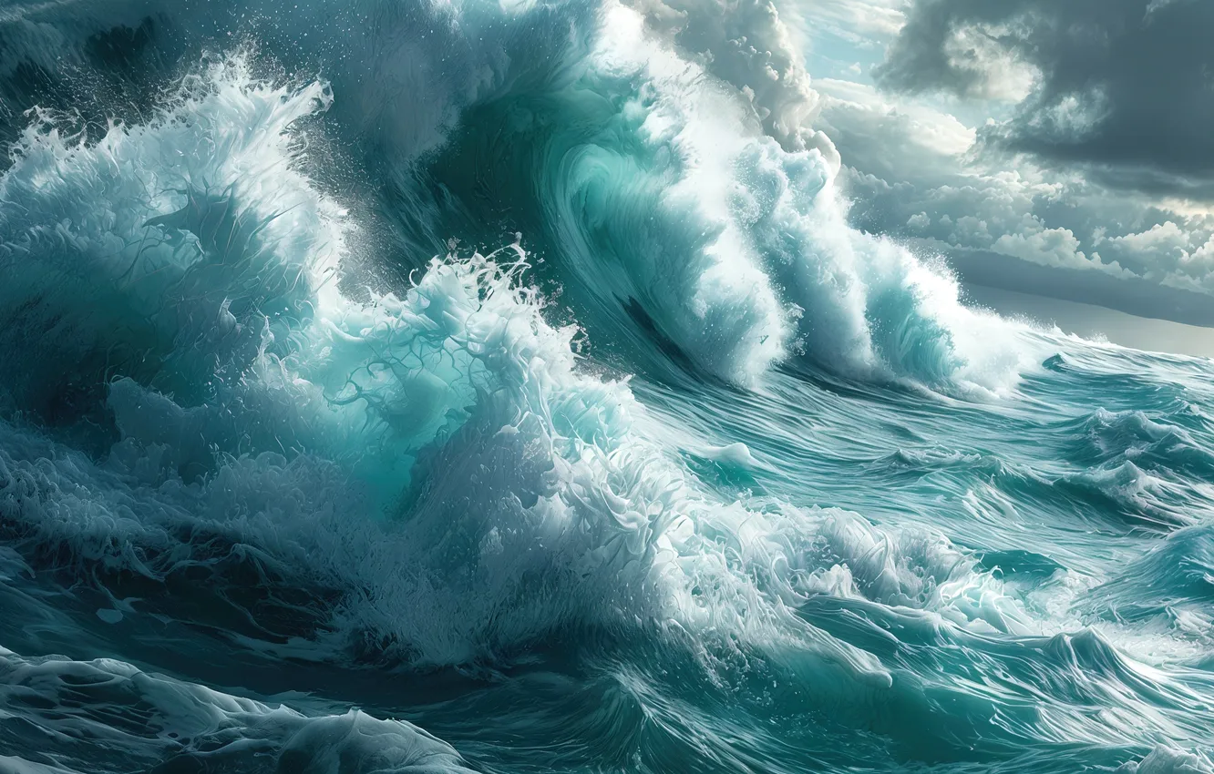 Photo wallpaper ocean, splashes, wave
