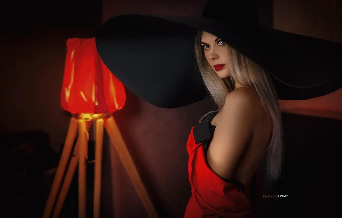 Photo wallpaper eyes, look, girl, hair, hat, shoulders, Alexander Drobkov-Light, Carina Carina