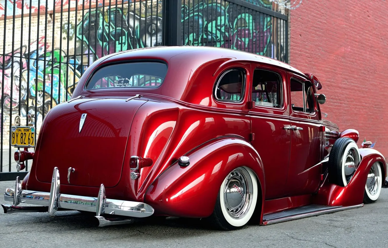 Photo wallpaper Chevrolet, Red, Old, Tuning, Lowrider, Master Deluxe, 1938 Year