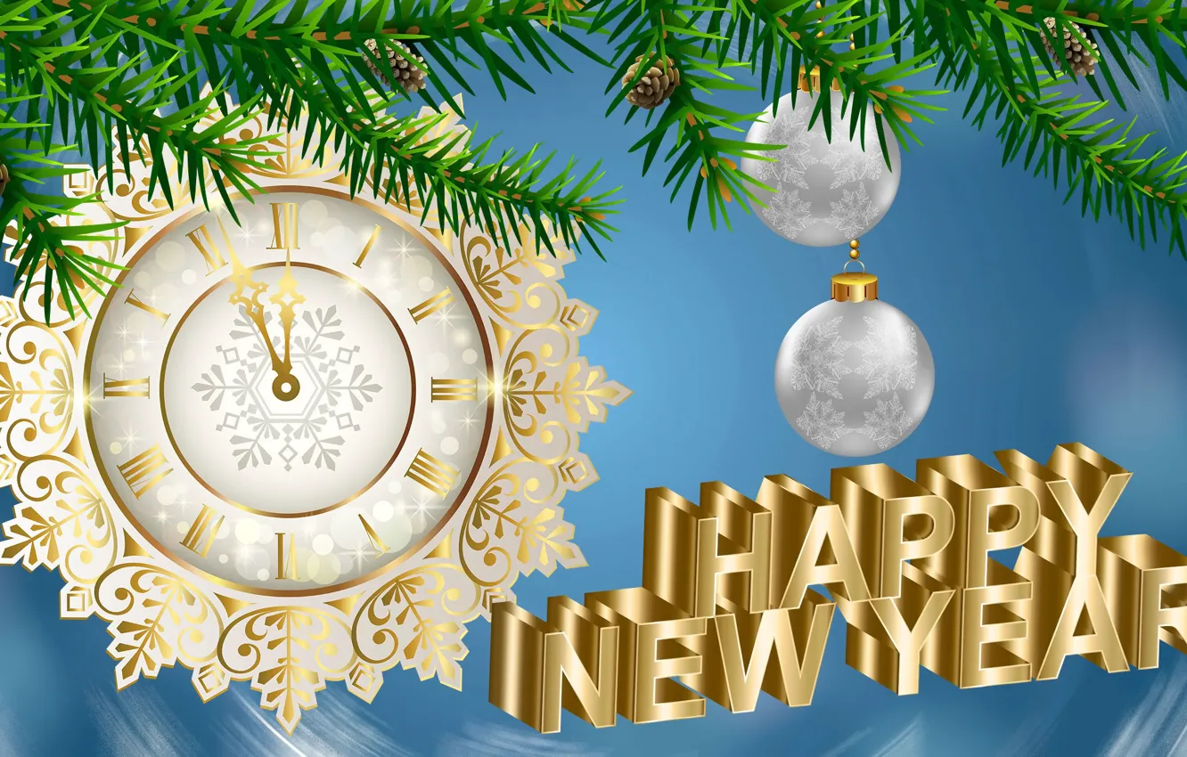 Photo wallpaper Graphics, New Year ' s Eve, Clock