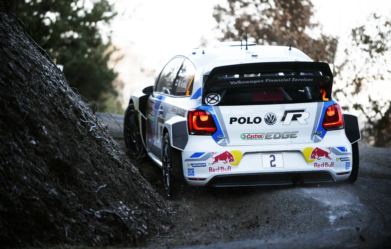 Photo wallpaper Auto, White, Volkswagen, Speed, Turn, Race, WRC, Rally