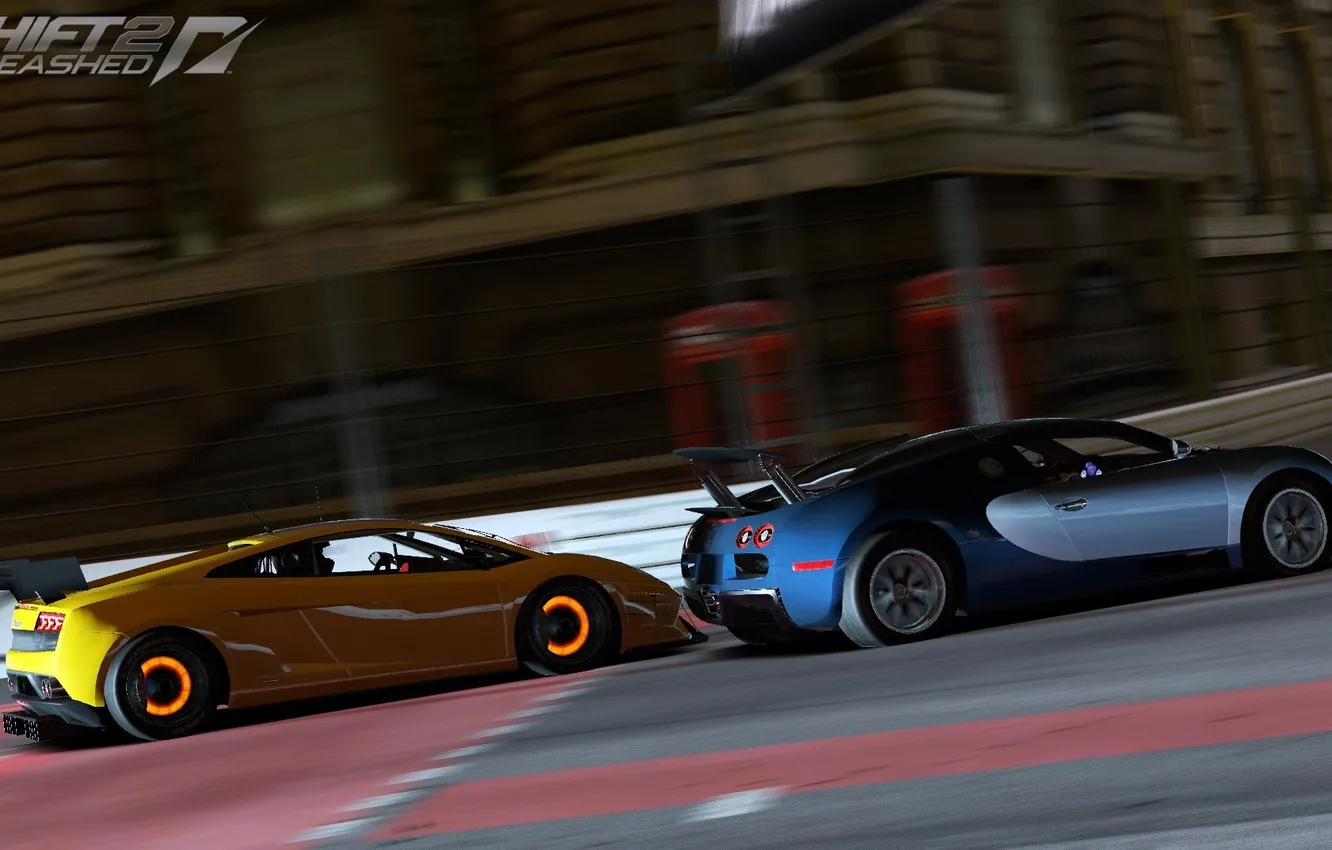 Photo wallpaper race, supercar, Bugatti Veyron, Lamborghini Gallardo, Need For Speed Shift 2