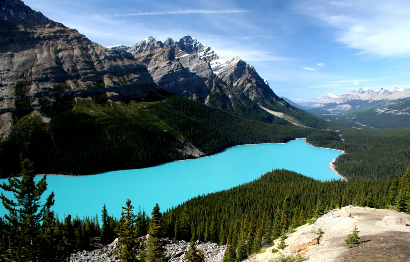 Photo wallpaper trees, mountains, nature, lake, stones, landscapes, view, forest