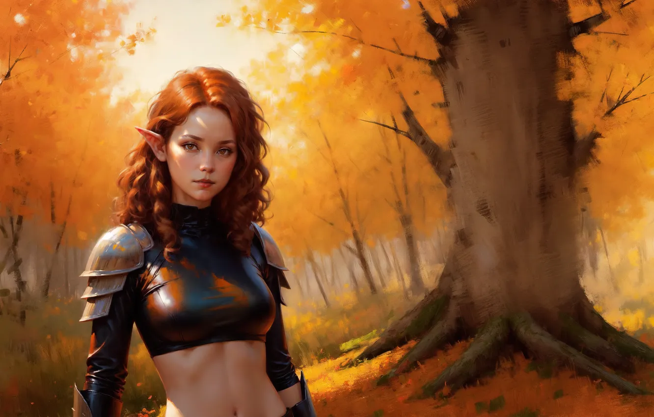 Photo wallpaper golden, autumn, elven forest