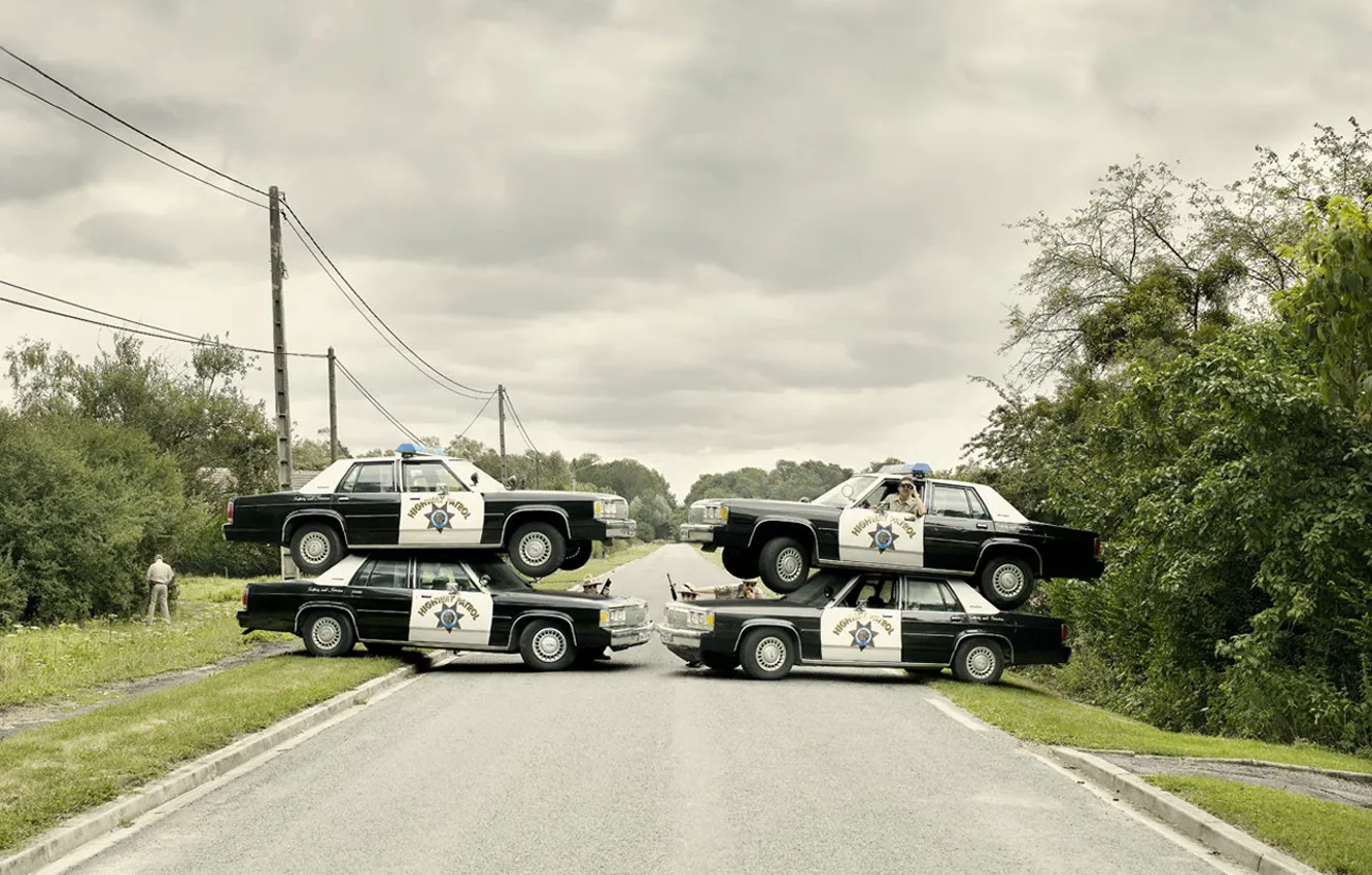 Photo wallpaper cars, Cops, ambush