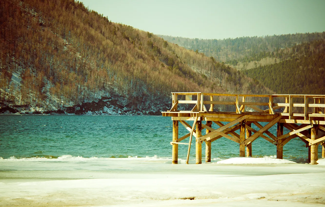 Photo wallpaper water, lake, pier