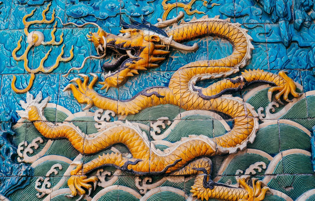 Photo wallpaper wall, dragon, legend, image