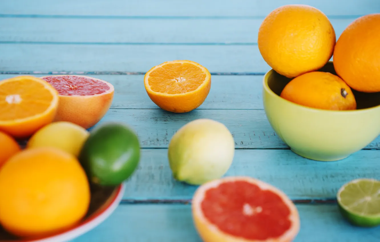 Photo wallpaper lemon, orange, citrus, grapefruit