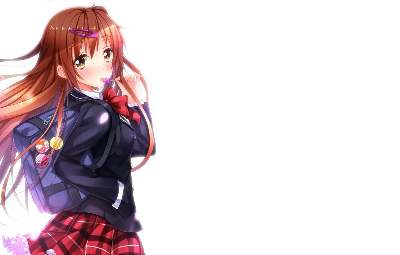 Photo wallpaper look, girl, surprise, form, schoolgirl, bag, art, chuunibyou demo koi ga shitai!