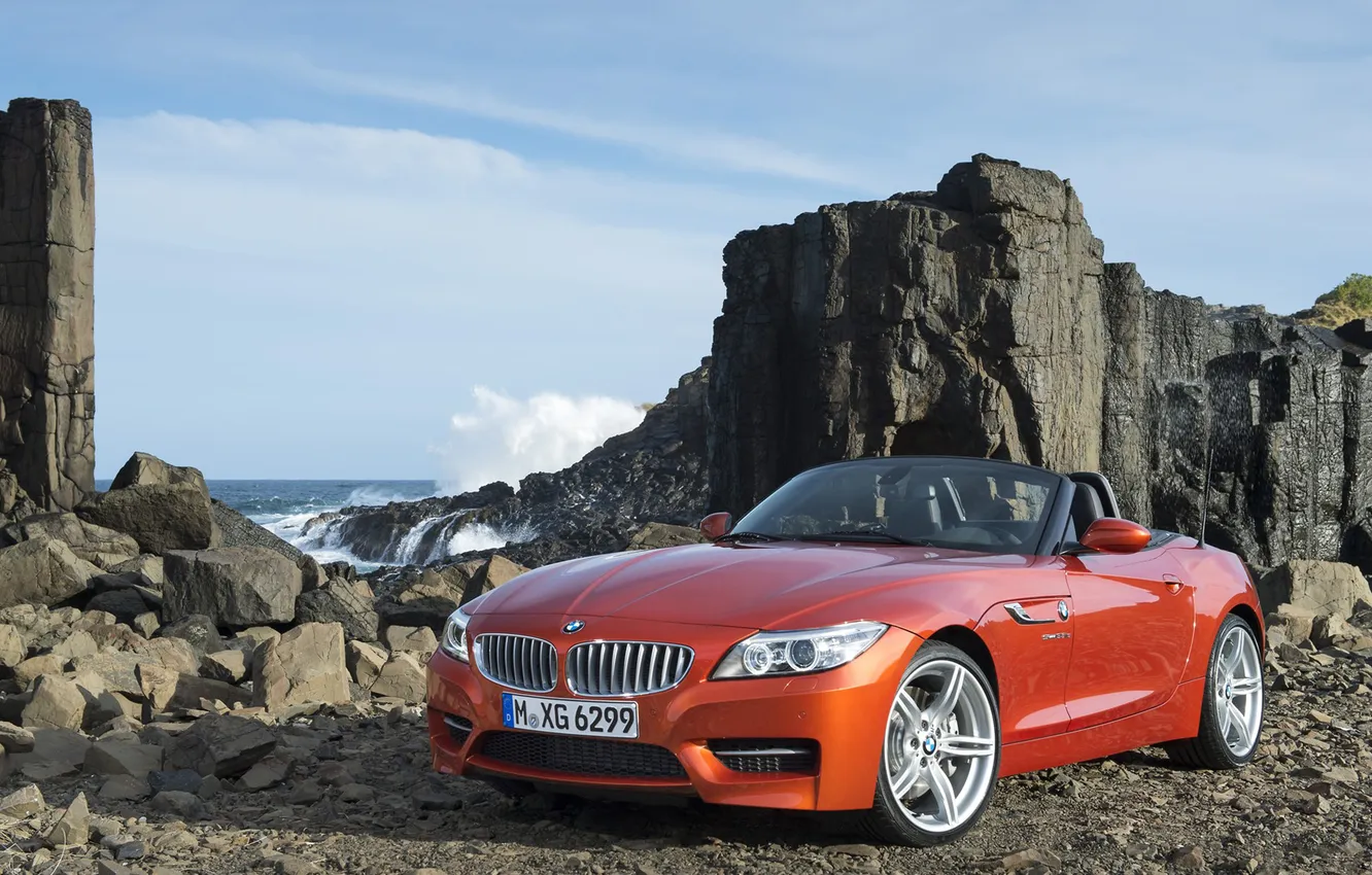 Photo wallpaper rocks, shore, BMW, BMW, the front, Зет4
