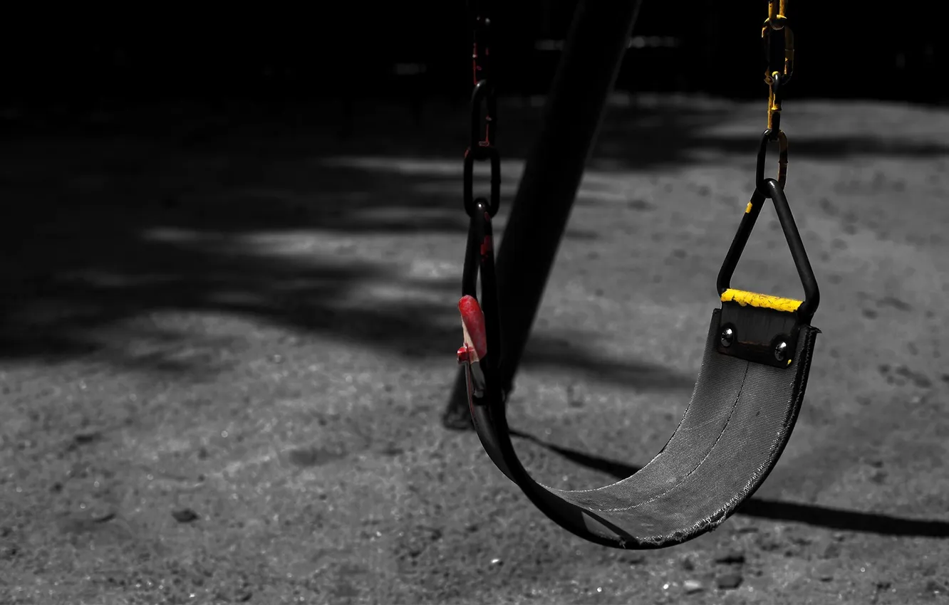 Photo wallpaper yellow, red, swing, black, chain