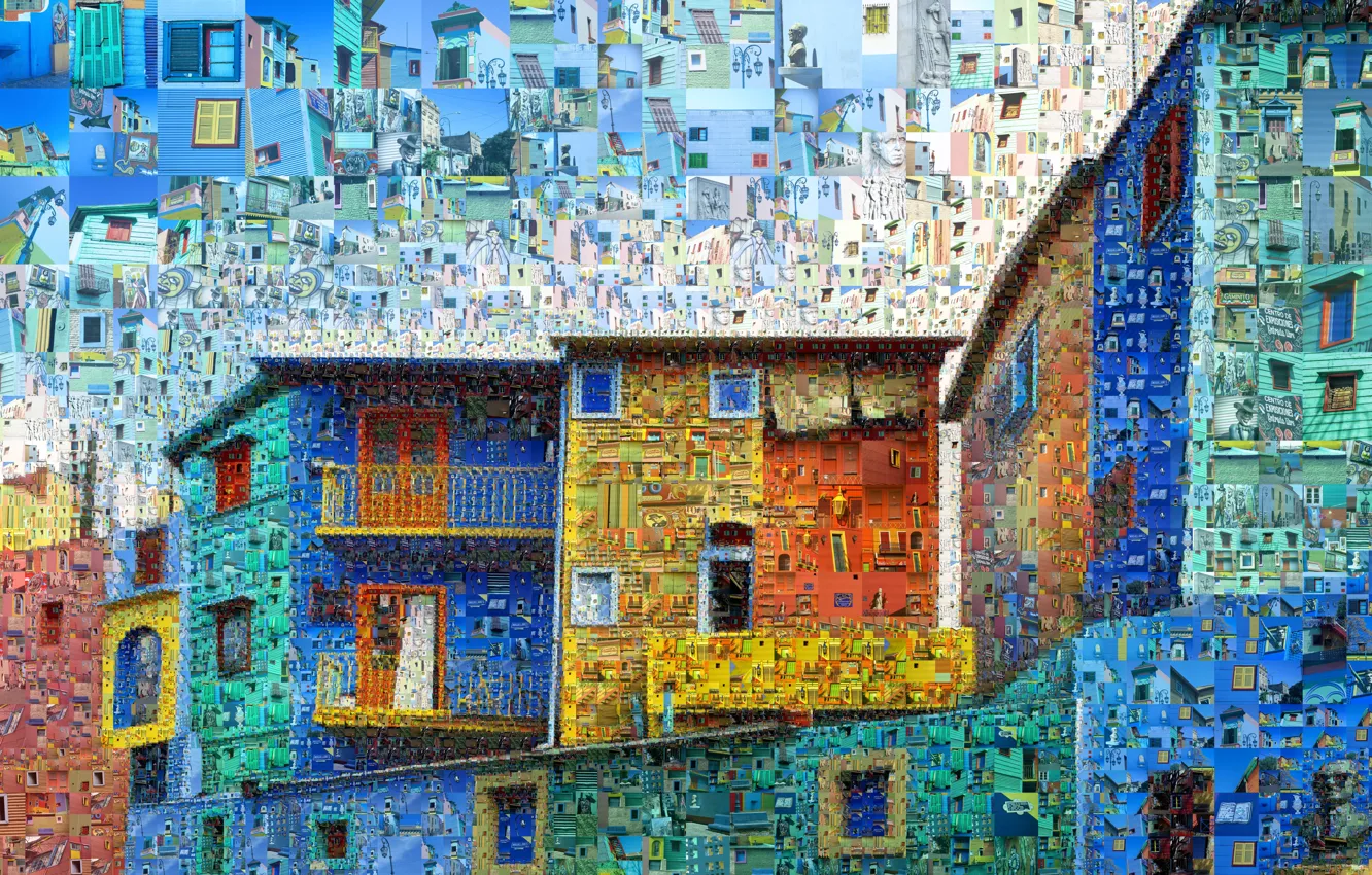 Photo wallpaper collage, home, window, balcony, Argentina, Buenos Aires