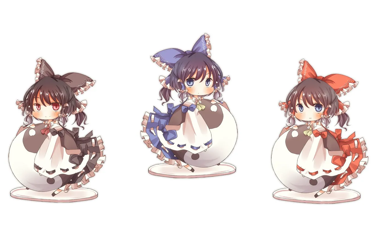Photo wallpaper white background, priestess, Ying-Yang, chibiki, Hakurei Reimu, Touhou Project, Project East, by Bluch
