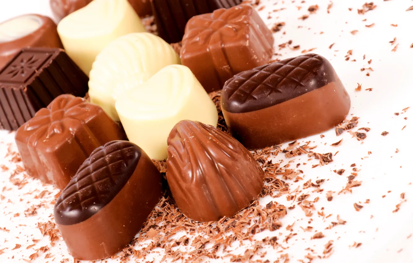 Photo wallpaper white, dark, chocolate, candy, dessert, milk