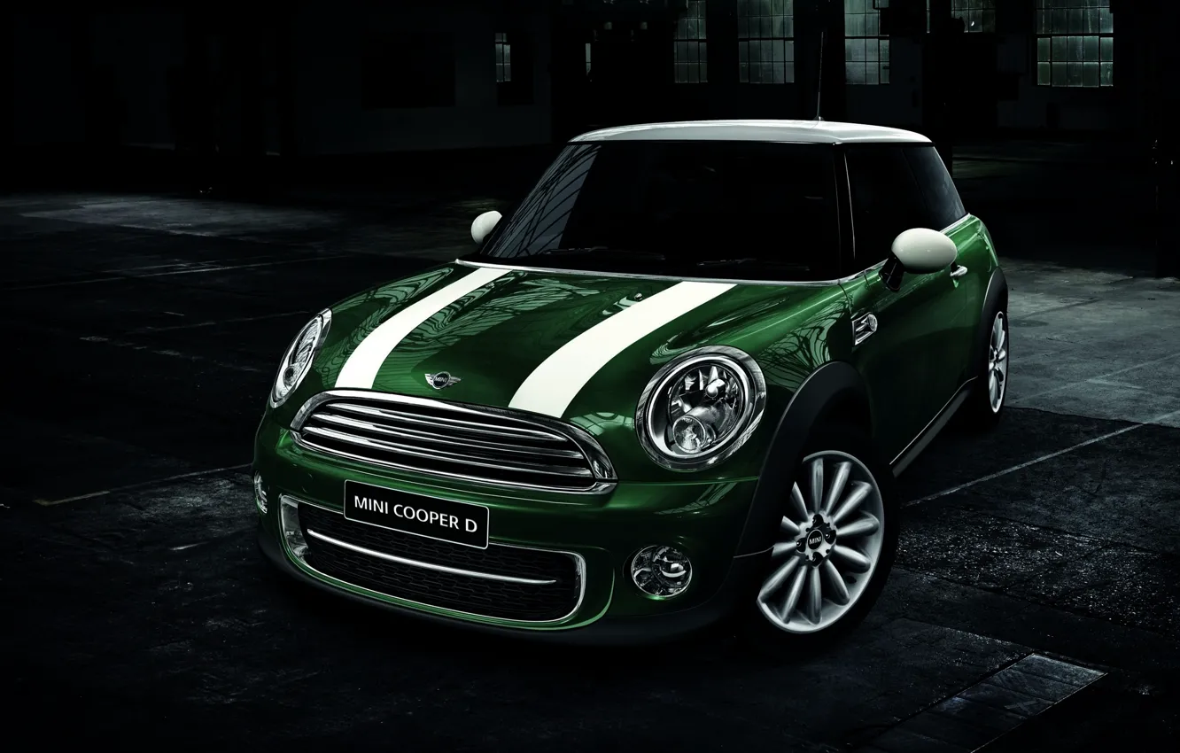 Photo wallpaper Strip, Green, Machine, Mini Cooper, Car, Mini Cooper