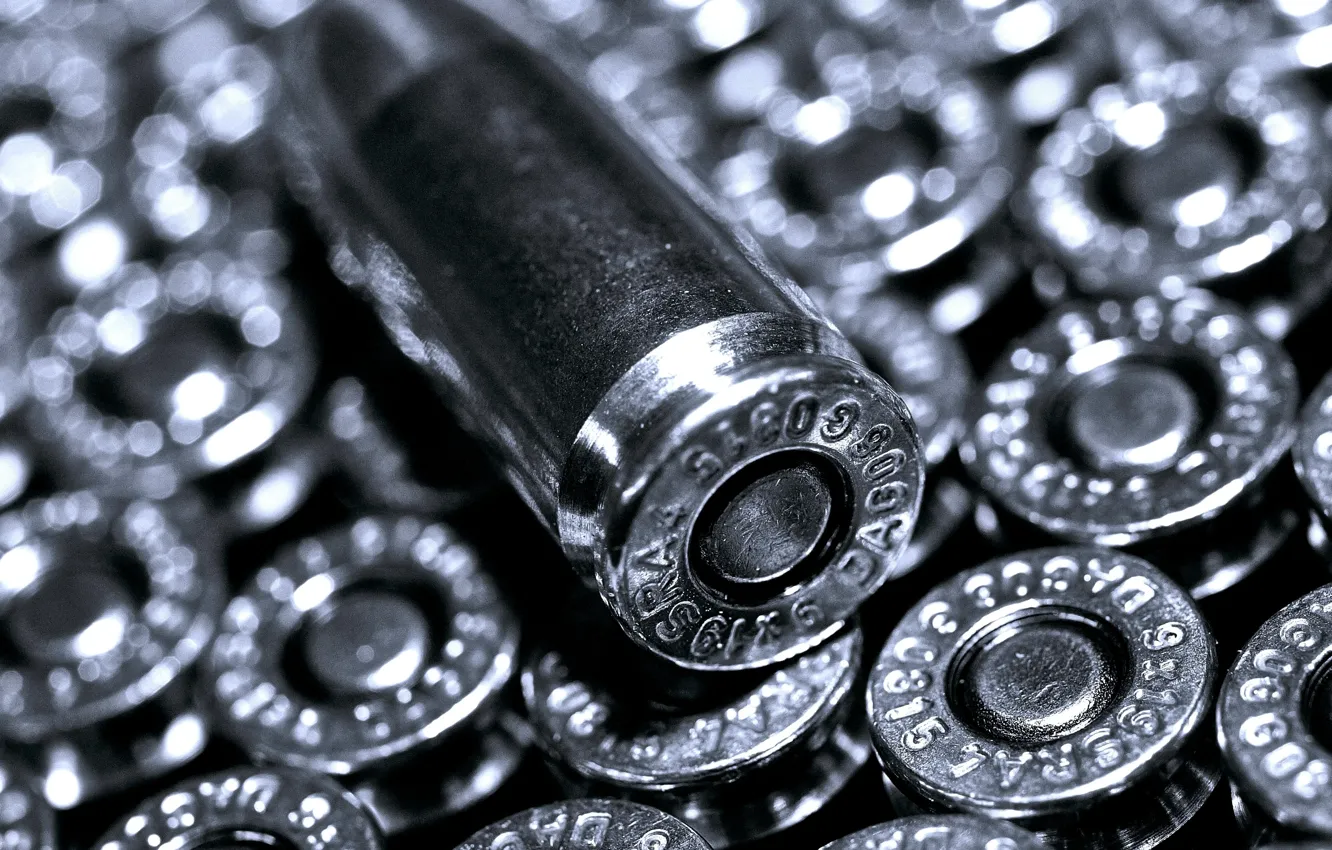 Photo wallpaper silver, bullets, Cartridge